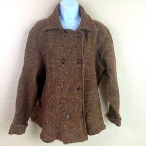 MAYERLINE Lagenlook Brown Double Breasted Wool Sweater Coat